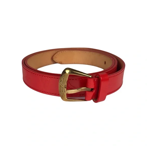 Louis Vuitton Red Vernis Leather Belt Gold Buckle Size 90/36 Made in France Louis Vuitton Ceinture Belt Red Vernis 90/36 Gold – Queen  main image 2
